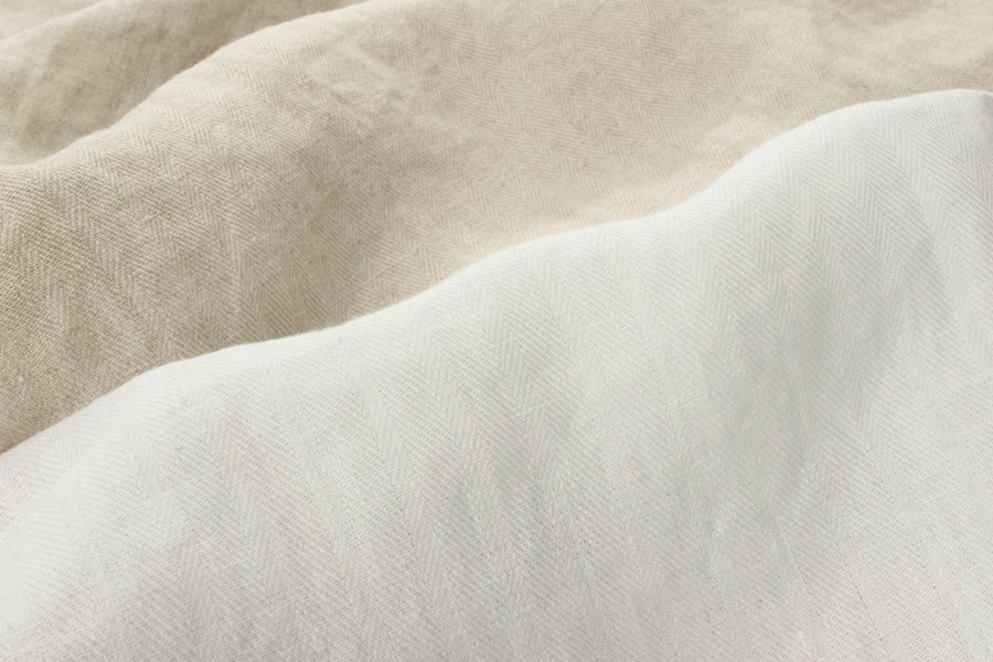 洗いをかけた 40/1番手 フレンチリネン ヘリンボン nw加工 【麻 生地 無地】