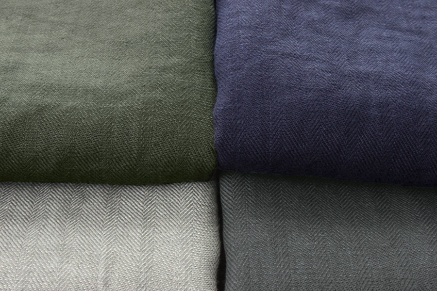 洗いをかけた 40/1番手 フレンチリネン ヘリンボン nw加工 【麻 生地 無地】