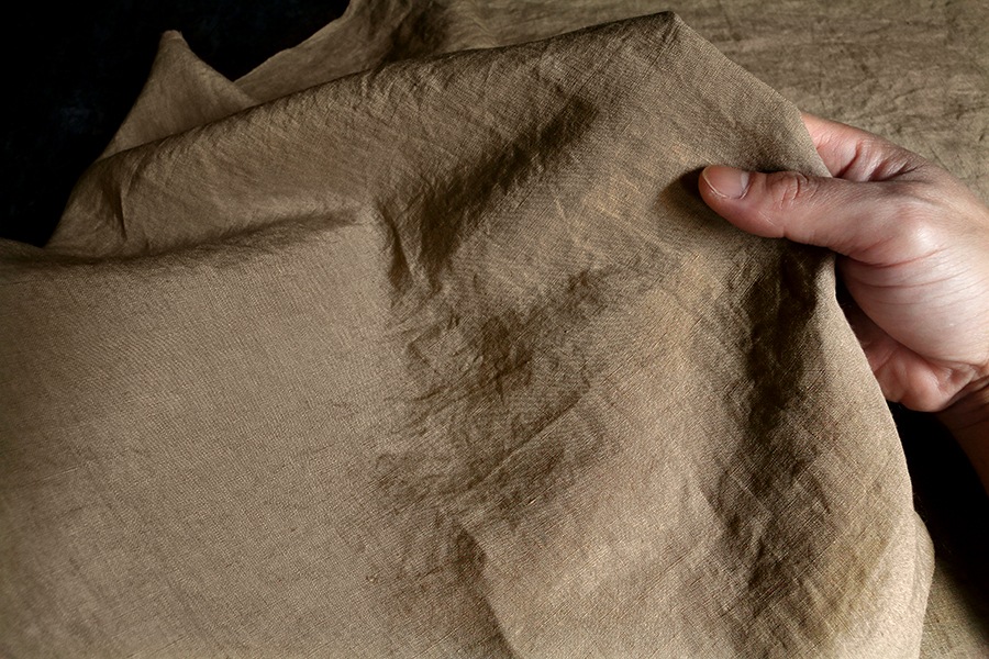 【生地サンプル】洗いをかけた 高密度リネンローン 60番手【麻 生地 無地】