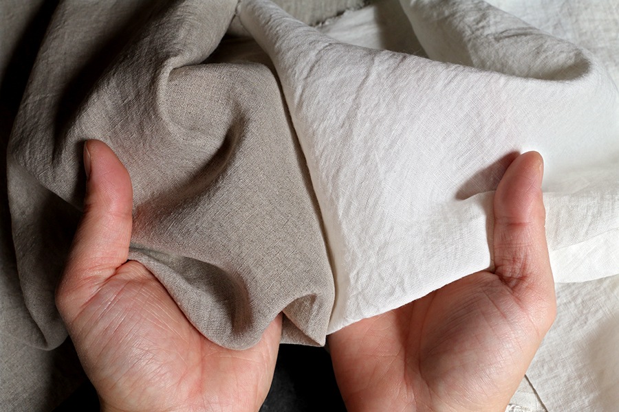 【生地サンプル】洗いをかけた 高密度リネンローン 60番手【麻 生地 無地】