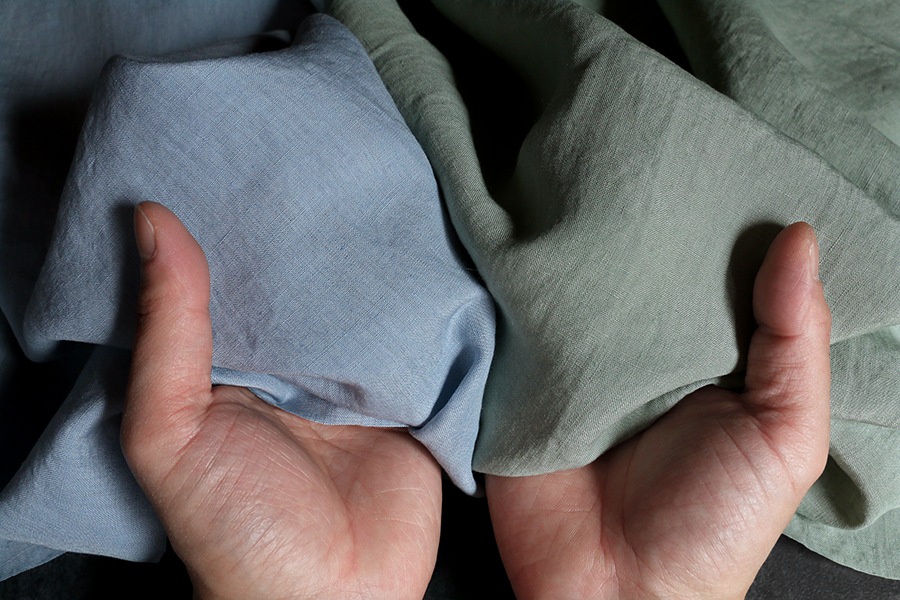 【生地サンプル】洗いをかけた 高密度リネンローン 60番手【麻 生地 無地】