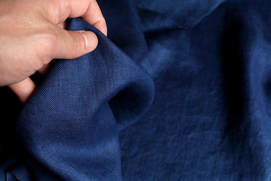 生地サンプル】児島染 洗いをかけた ベルギーリネンツイル インディゴ