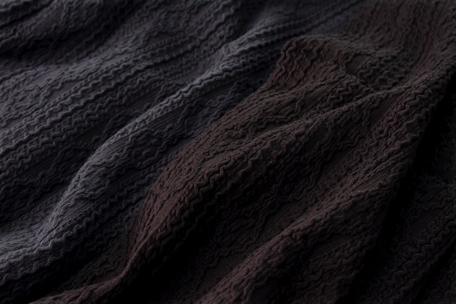 【反物販売】オリジナルアラン縄編みシャーリング ジャガードニット 【コットン(綿) 生地 無地 リブニット】