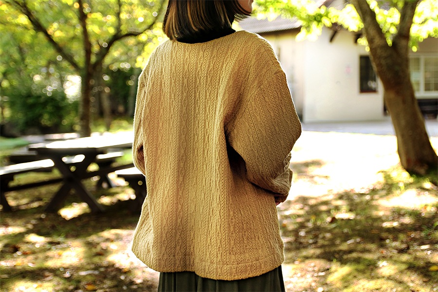 反物販売】オリジナルアラン縄編みシャーリング ジャガードニット