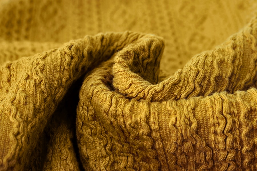 【生地サンプル】オリジナルアラン縄編みシャーリング ジャガードニット