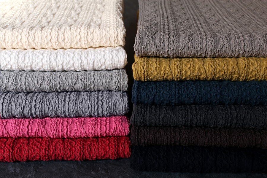 【生地サンプル】オリジナルアラン縄編みシャーリング ジャガードニット