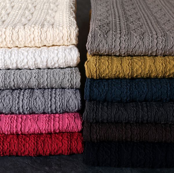 【生地サンプル】オリジナルアラン縄編みシャーリング ジャガードニット