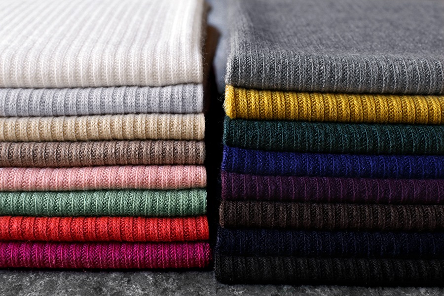 ワイド幅 ウール フレアリブニット 1/26番手【毛 無地 生地】