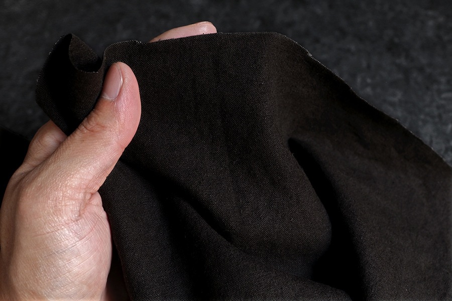 【生地サンプル】ワイド幅 洗いをかけた 高密度 綿麻ヘビーウェザー 直接染め 【コットン リネン 綿麻 生地 無地】