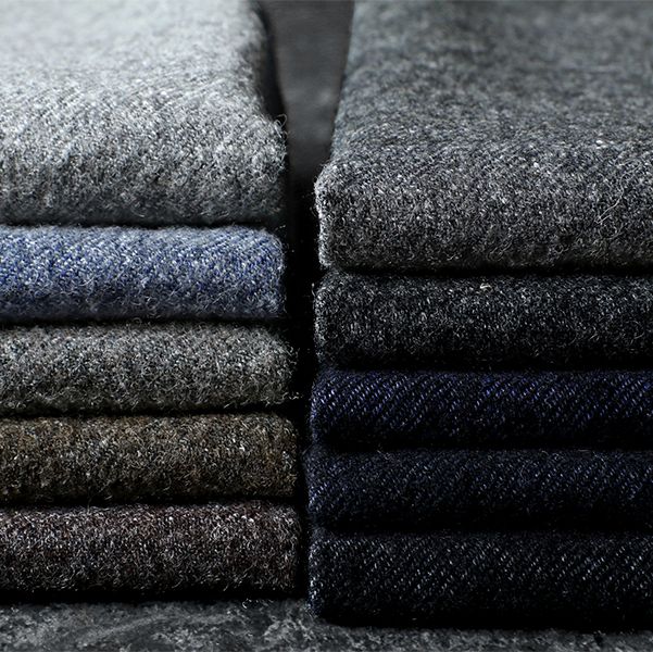 【生地サンプル】洗いをかけた シェットランドウールリネン ツイル 異番手【麻 毛 生地 無地 綾織】