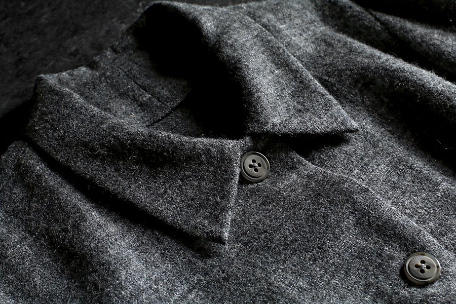 【生地サンプル】洗いをかけた シェットランドウールリネン ツイル 異番手【麻 毛 生地 無地 綾織】