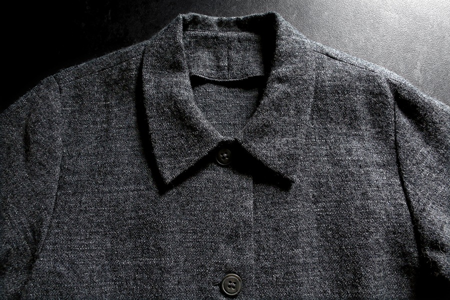 【生地サンプル】洗いをかけた シェットランドウールリネン ツイル 異番手【麻 毛 生地 無地 綾織】