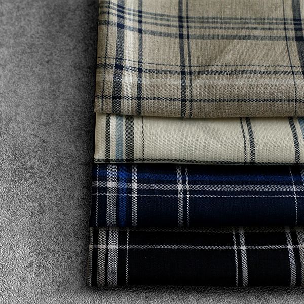 ワイド幅 先染め ソフトリネンチェック 【麻 生地 薄手】