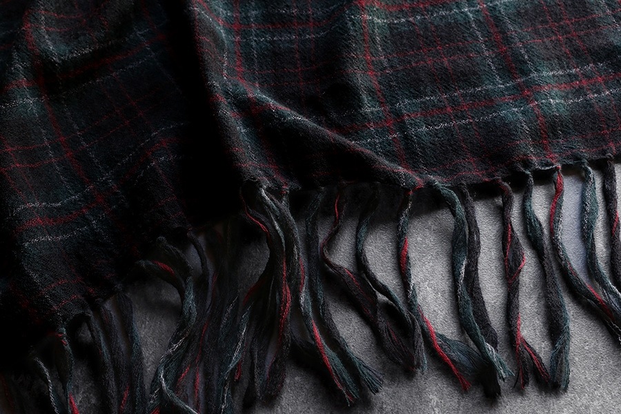 【生地サンプル】洗いをかけた ウールガーゼ タータンチェック 2/48番手 【毛 生地 ストール】