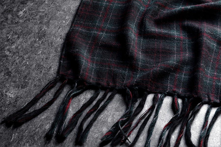 【生地サンプル】洗いをかけた ウールガーゼ タータンチェック 2/48番手 【毛 生地 ストール】