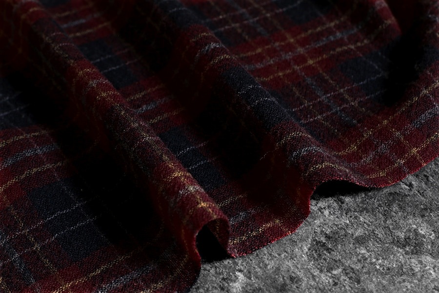 【生地サンプル】洗いをかけた ウールガーゼ タータンチェック 2/48番手 【毛 生地 ストール】