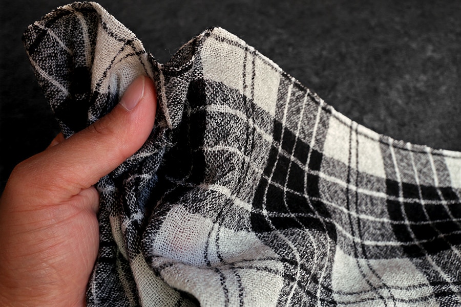 【生地サンプル】洗いをかけた ウールガーゼ タータンチェック 2/48番手 【毛 生地 ストール】
