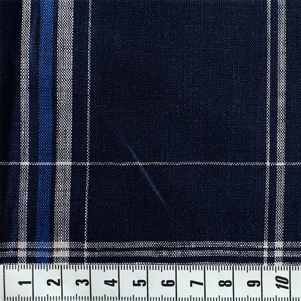 【1.35mカットクロス】ワイド幅 先染め ソフトリネンチェック (ネイビー)