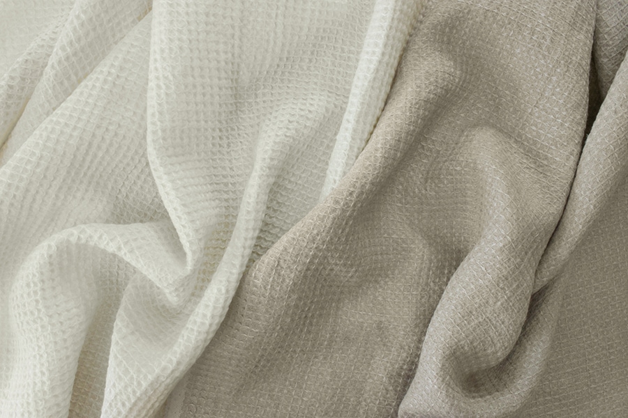 洗いをかけた 40/1番手 ベルギーリネンワッフル 柔軟加工 【麻 生地 無地 タオル キッチンクロス】
