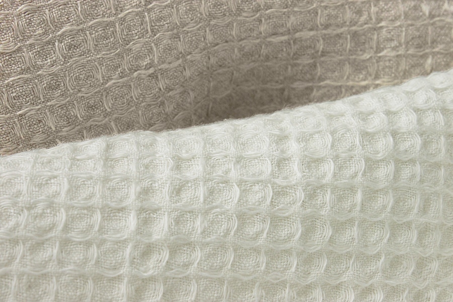 洗いをかけた 40/1番手 ベルギーリネンワッフル 柔軟加工 【麻 生地 無地 タオル キッチンクロス】