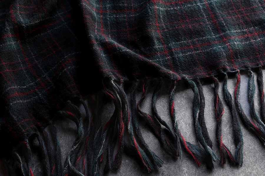 洗いをかけた ウールガーゼ タータンチェック 2/48番手 【毛 生地 ストール】