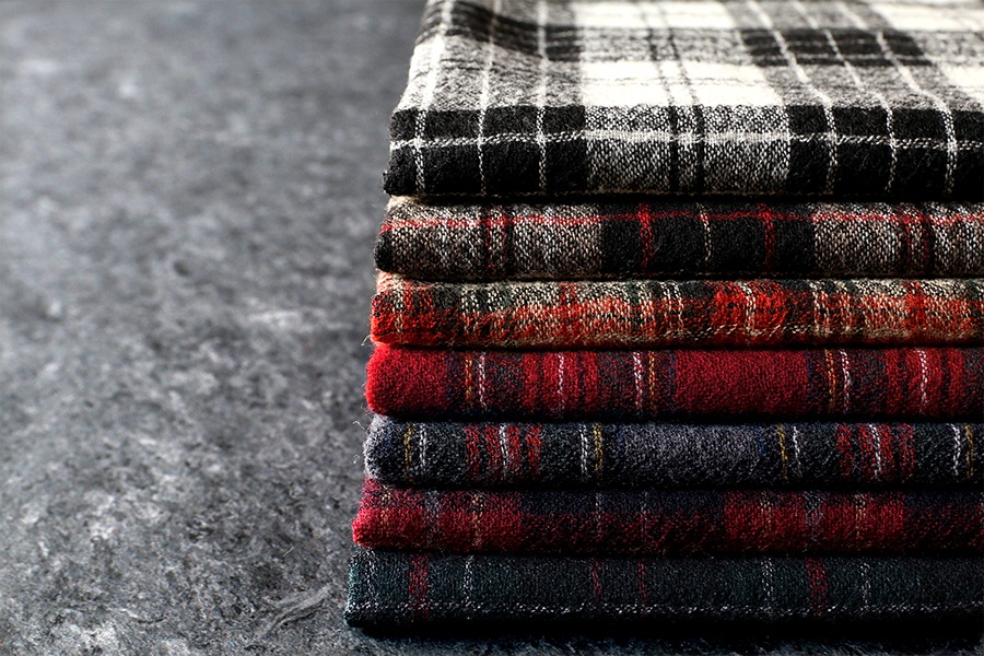 【反物販売】洗いをかけた ウールガーゼ タータンチェック 2/48番手 【毛 生地 ストール】