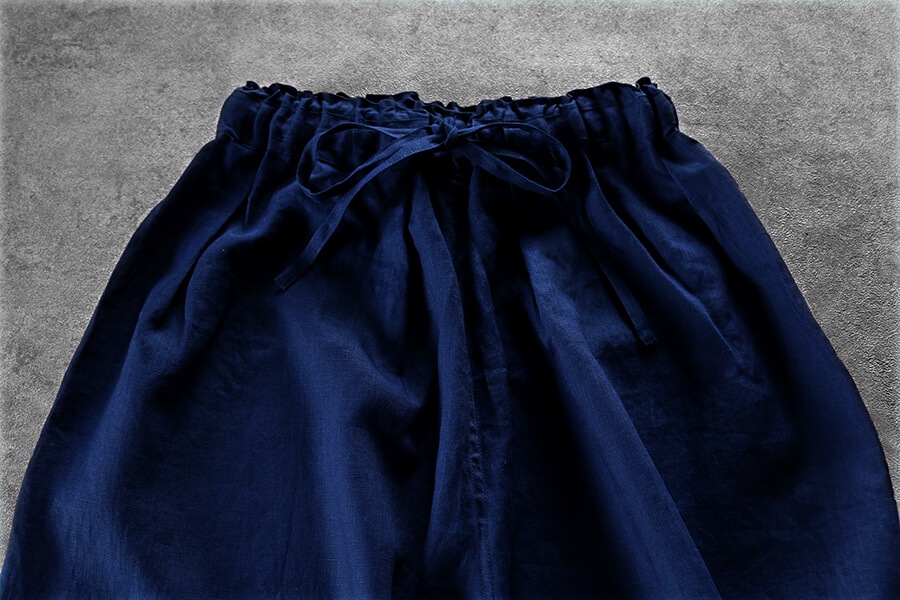 洗いをかけた ベルギーリネン インディゴダイド 60番手 児島染 【麻 生地 無地 藍染】