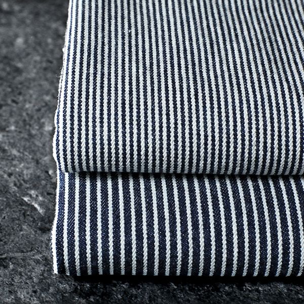 【反物販売】児島 洗いをかけた 10オンス ヒッコリーデニム バイオウォッシュ加工 【コットン(綿) 生地 ストライプ】