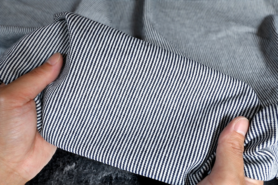 【反物販売】児島 洗いをかけた 10オンス ヒッコリーデニム バイオウォッシュ加工 【コットン(綿) 生地 ストライプ】