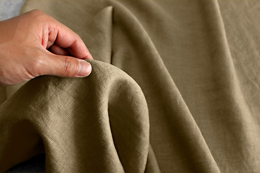 【生地サンプル】ワイド幅 洗いをかけた フレンチリネンツイル bw加工 25番手 【麻 生地 無地】