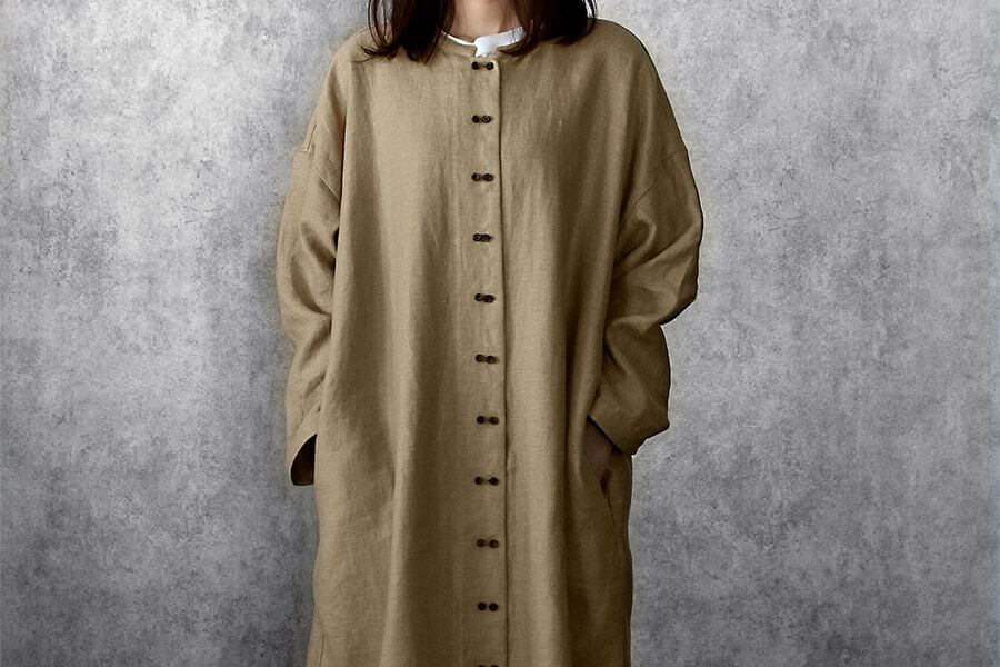 【生地サンプル】ワイド幅 洗いをかけた フレンチリネンツイル bw加工 25番手 【麻 生地 無地】