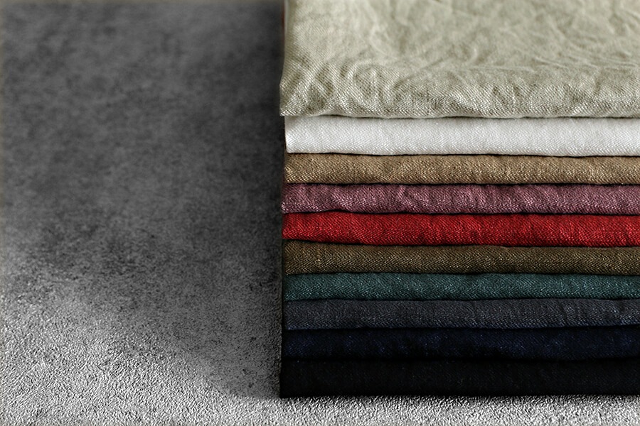 【生地サンプル】ワイド幅 洗いをかけた フレンチリネンツイル bw加工 25番手 【麻 生地 無地】