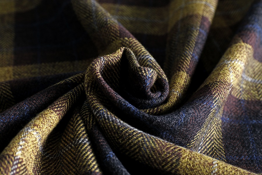 【反物販売】先染め コットンツイードチェック スコティッシュ 【綿 生地 タータン】