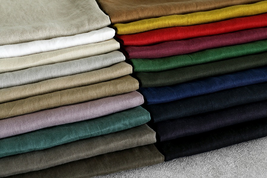 【生地サンプル】洗いをかけた 綾織 フレンチリネン odw加工  40番手【麻 生地 無地】