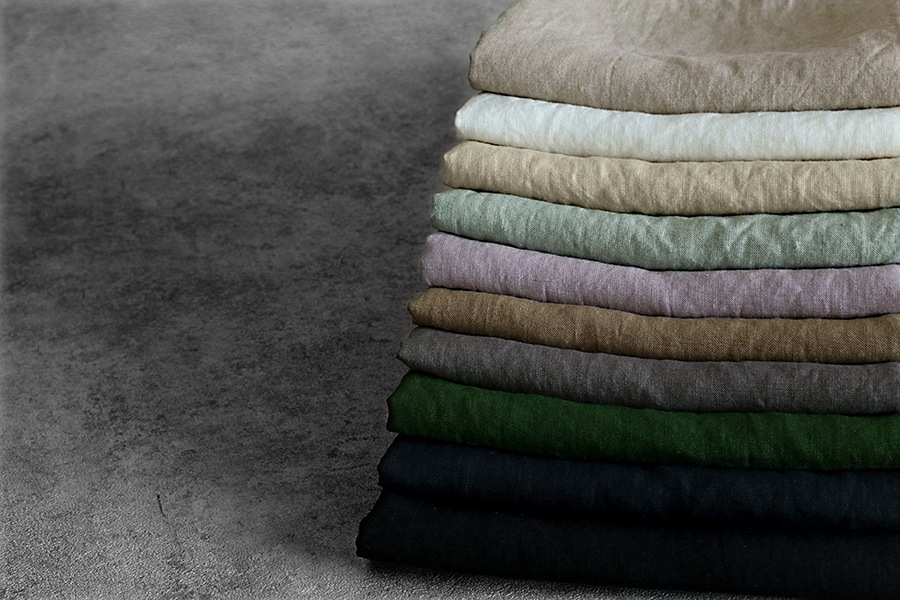 【反物販売】洗いをかけた 高密度リネンウェザー 40番手 【麻 生地 無地】