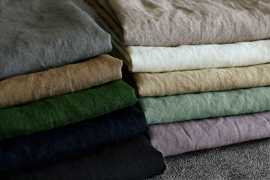 【反物販売】洗いをかけた 高密度リネンウェザー 40番手 【麻 生地 無地】