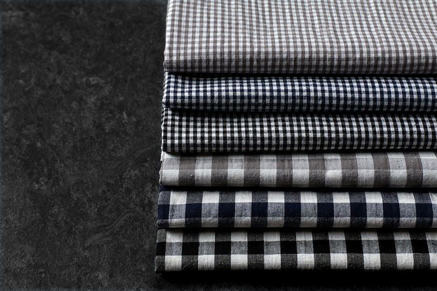 先染め 高密度 綿麻ウェザー ギンガムチェック 【コットン リネン 生地】