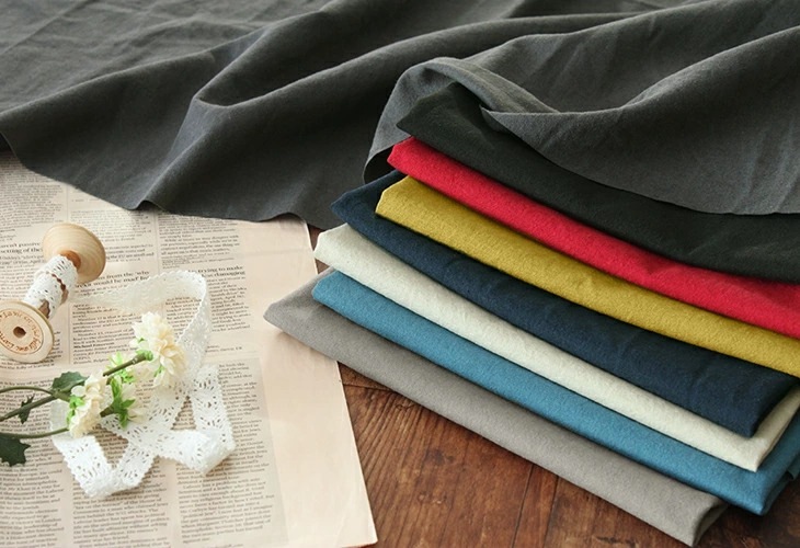 洗いをかけた 綿リネンウール 【コットン 毛 生地 無地】