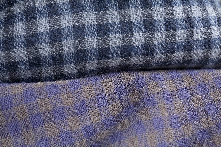 【反物販売】洗いをかけた ウールガーゼ ギンガムチェック 2/48番手 【毛 生地 ストール】