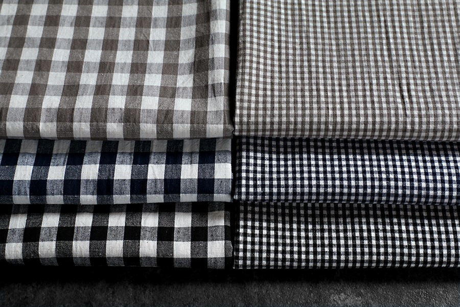 【反物販売】先染め 高密度 綿麻ウェザー ギンガムチェック 【コットン リネン 生地】