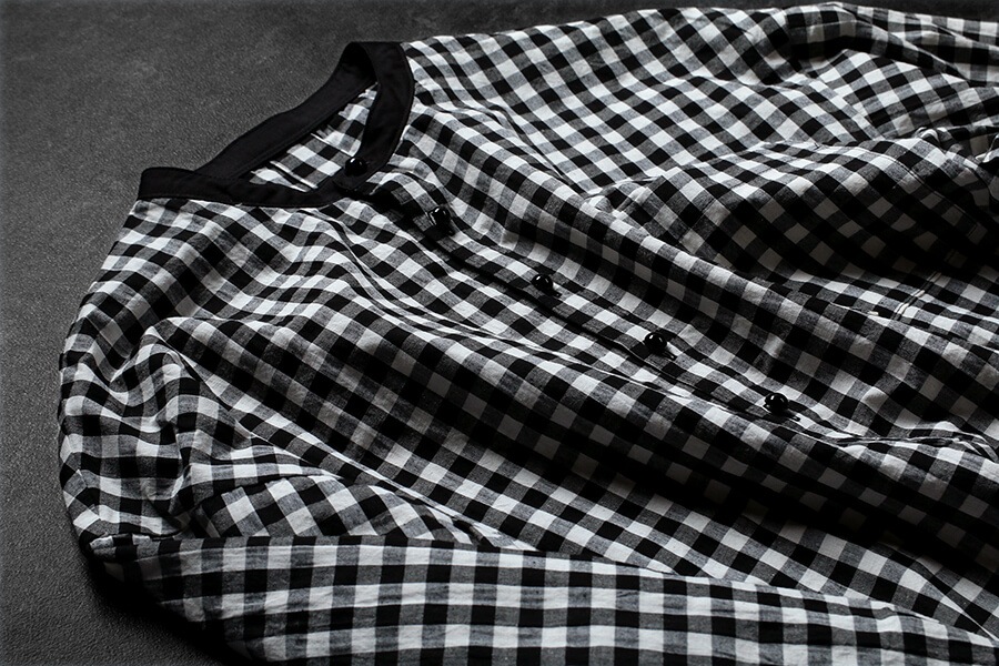 【反物販売】先染め 高密度 綿麻ウェザー ギンガムチェック 【コットン リネン 生地】