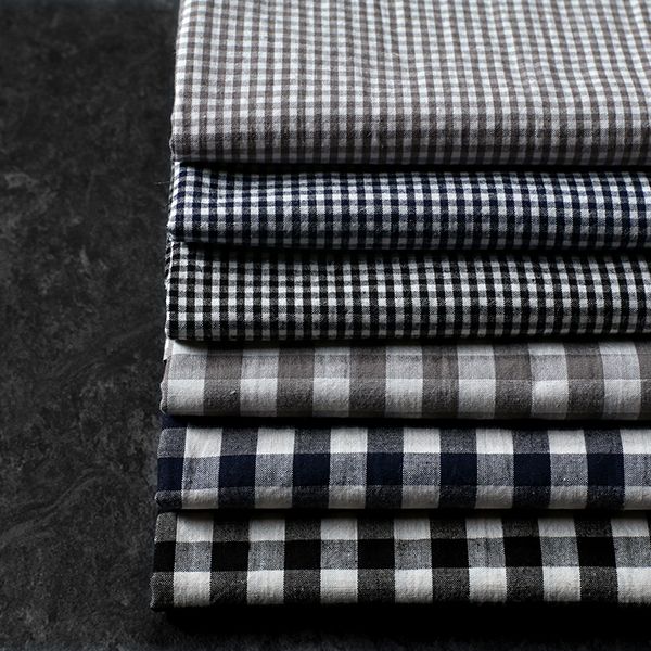 【反物販売】先染め 高密度 綿麻ウェザー ギンガムチェック 【コットン リネン 生地】