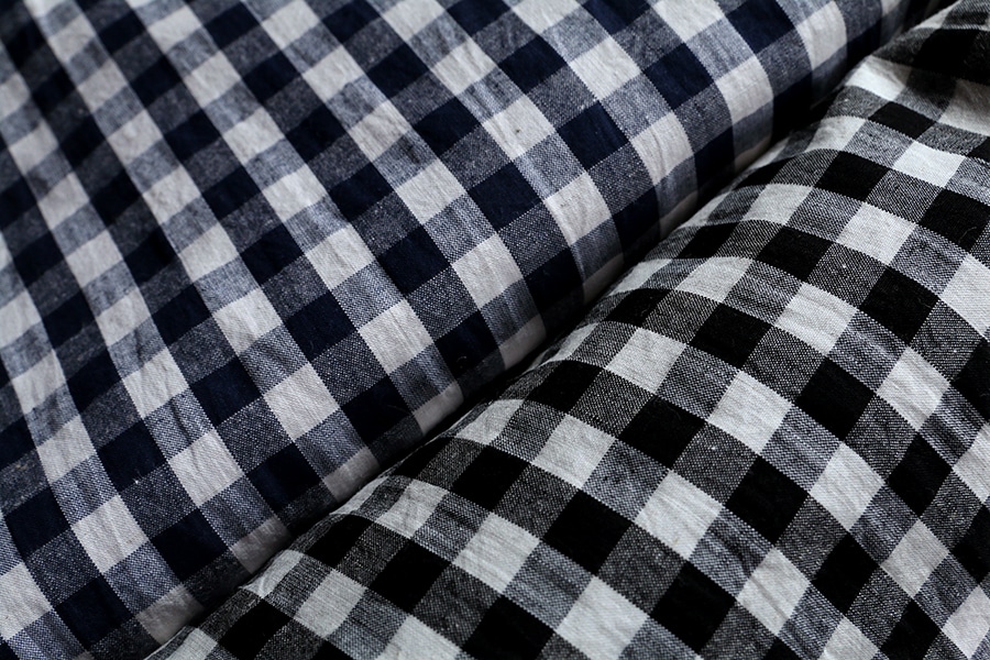 【反物販売】先染め 高密度 綿麻ウェザー ギンガムチェック 【コットン リネン 生地】