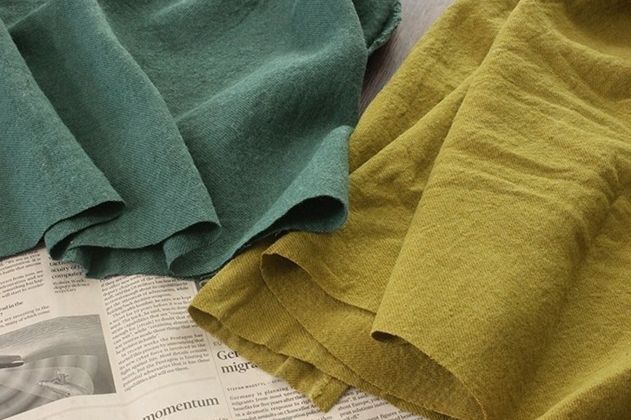 【反物販売】洗いをかけた 綾織 リネンウールビエラ起毛 【麻 毛 生地 無地】