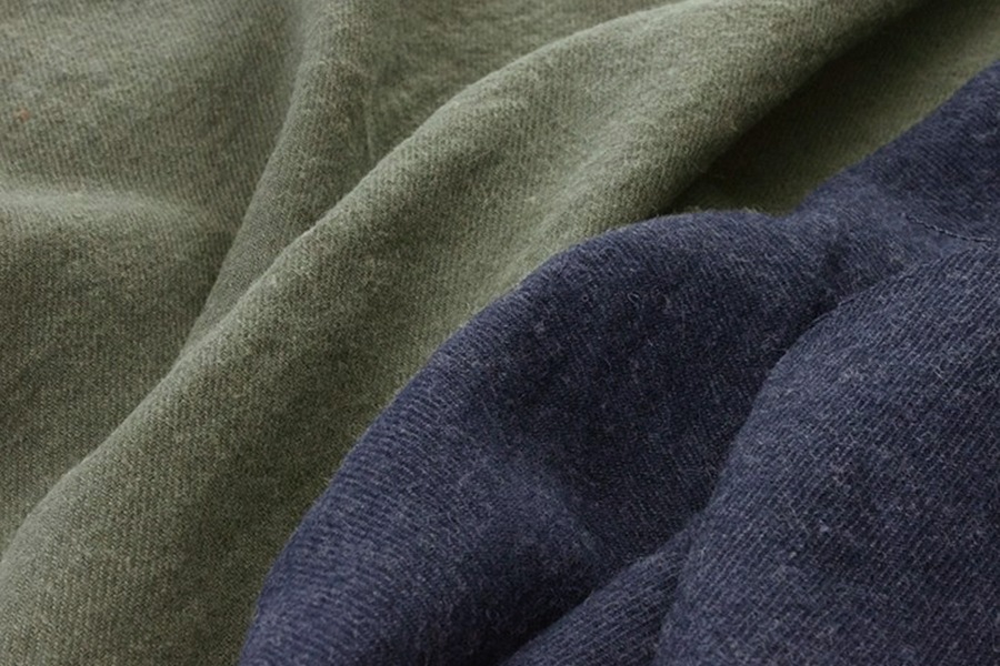 【反物販売】洗いをかけた 綾織 リネンウールビエラ起毛 【麻 毛 生地 無地】