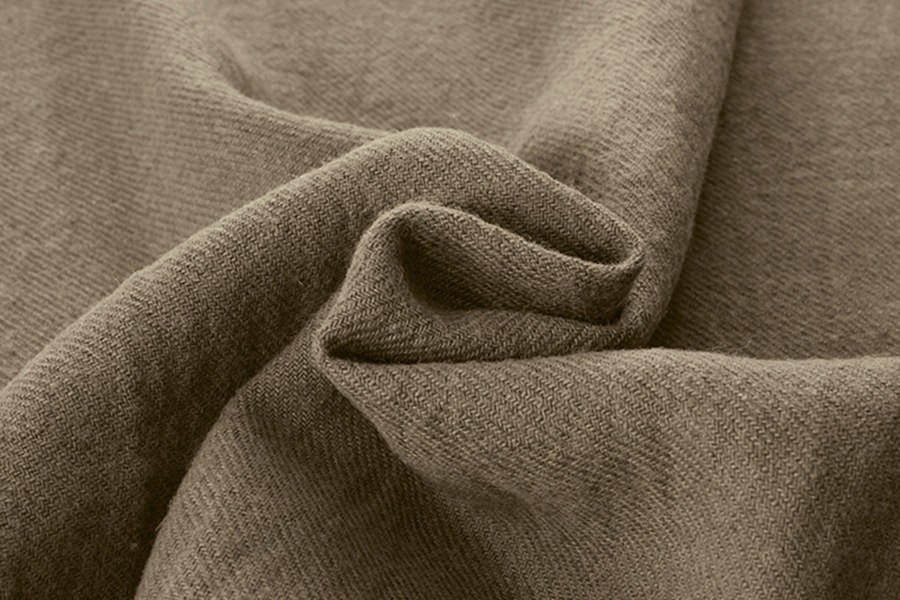 【反物販売】洗いをかけた 綾織 リネンウールビエラ起毛 【麻 毛 生地 無地】