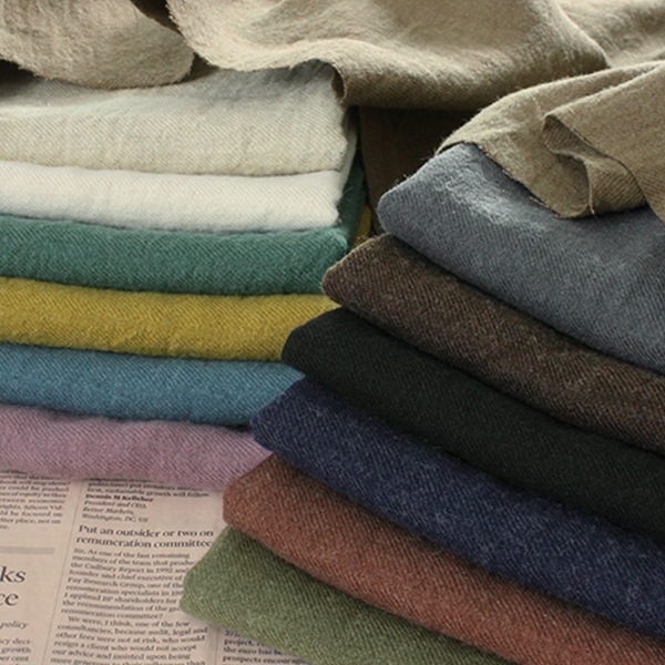 反物販売】洗いをかけた 綾織 リネンウールビエラ起毛 【麻 毛 生地