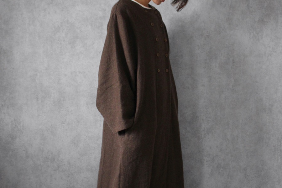 【反物販売】洗いをかけた 綾織 リネンウールビエラ起毛 【麻 毛 生地 無地】