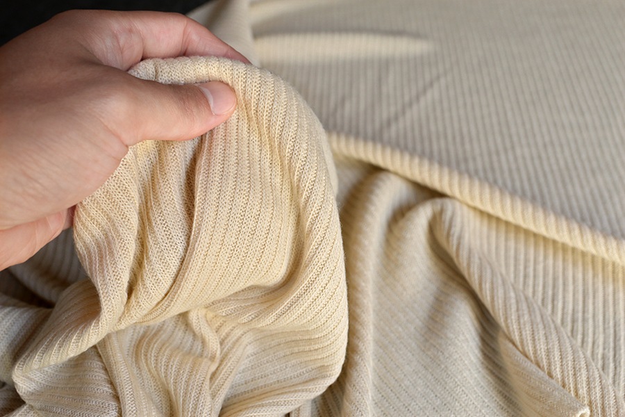 【生地サンプル】ワイド幅 ウール フレアリブニット 1/26番手【毛 無地 生地】