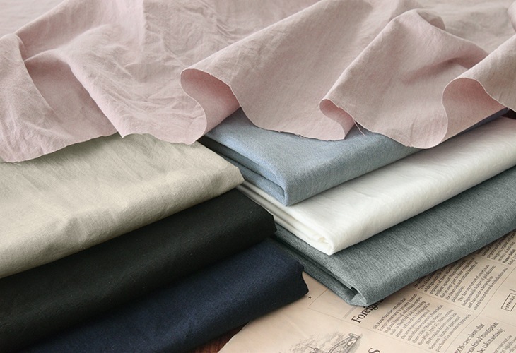 【反物販売】洗いをかけた 先染め 綿和紙シャンブレー nw加工 【コットン 生地 無地】